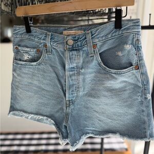 Levi's Light Blue Distressed Jean Shorts
